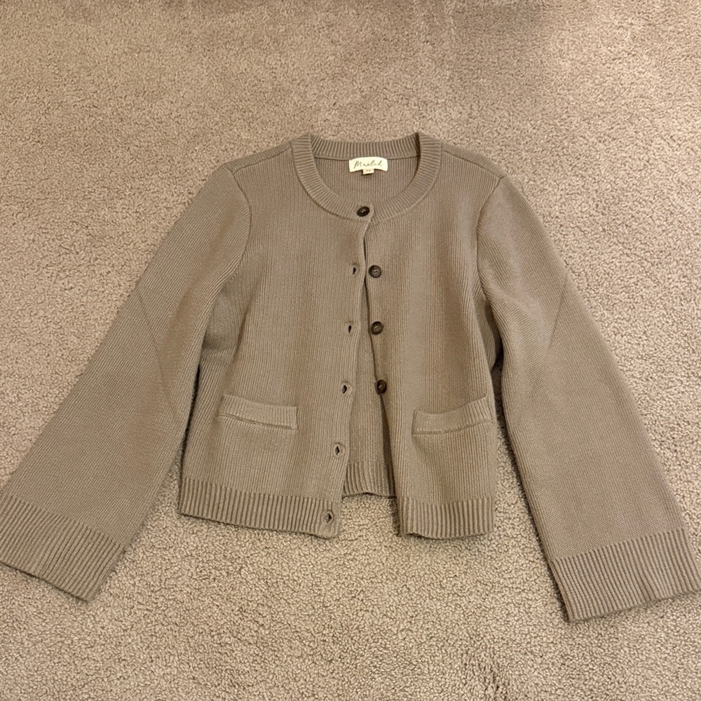 Marled Taupe Knit Cardigan